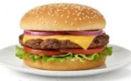 Classic-Angus-Beef-Cheeseburger Single Angus beef cheeseburger with melted cheese, lettuce, and onions.