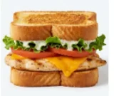 Texas-Grilled-Chicken-Melt-Sandwich Grilled chicken breast melt with cheese, lettuce, and tomato on Texas toast.